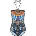 Royalblaue Animal-Print SUNFLAIR Damenbadeanzüge mit Ornament-Motiv aus Polyamid maschinenwaschbar 