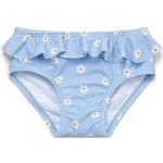 Hellblaue Kinderbikinihose & Bikinihöschen für Kinder mit Gänseblümchen-Motiv mit Volants Größe 80 