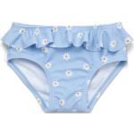 Hellblaue Kinderbikinihose & Bikinihöschen für Kinder mit Gänseblümchen-Motiv mit Volants Größe 98 