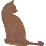 Braune 30 cm Katzenfiguren für den Garten aus Edelrost 