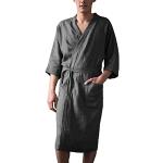 Graue Unifarbene Langärmelige Bademäntel kurz mit Reißverschluss aus Frottee mit Kapuze für Damen Größe 3 XL 