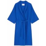 Blaue Marc O'Polo Bio Midi Nachhaltige Damenbademäntel & Damensaunamäntel ohne Verschluss aus Baumwolle Größe S 