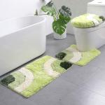Reduzierte Grüne Badematten & Duschvorleger matt aus Textil maschinenwaschbar 3-teilig 
