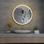 Reduzierte Runde Wandspiegel mit Beleuchtung 60 cm aus Glas beschlagfrei 