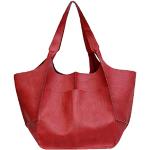 Rote Oversize Lederhandtaschen mit Reißverschluss aus Leder für Damen klein 
