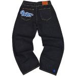 Blaue Bestickte Y2K Jeans mit Stickerei aus Denim für Herren Größe XL 