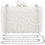 Reduzierte Beige Elegante Clutches mit Perlen aus Satin für Damen für die Braut 