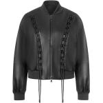 Schwarze Melierte WERNER CHRIST Mini Nachhaltige Stehkragen College-Jacken mit Reißverschluss aus Leder für Damen Größe XS 