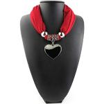 Baiyao Damen Schal Halskette mit Herz Anhänger, Vintag Schmuck Ring Halstuch Schal
