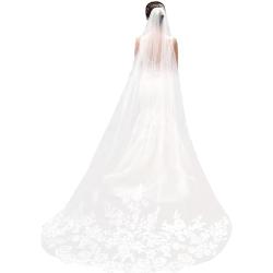 Baiyouli Brautschleier Lange Einschichtige Weiche Tüll Hochzeit Braut Schleier mit Kamm 3 Meter