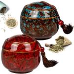 Haselnussbraune Vintage Runde Teedosen aus Keramik mit Deckel 2-teilig 
