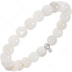 Alabasterfarbene Mondstein Armbänder aus Silikon mit Echte Perle für Damen 
