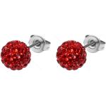 Rote Shamballa Ohrringe aus Stahl für Damen 
