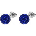 Cobaltblaue Shamballa Ohrringe aus Stahl für Damen 