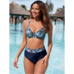 Marineblaue Bustier-Bikinis & Balconette-Bikinis aus Polyamid mit verstellbaren Trägern für Damen Große Größen 