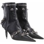 Silberne Vintage Balenciaga Spitze Pfennigabsatz Ankle Boots & Klassische Stiefeletten mit Nieten mit Reißverschluss aus Leder für Damen Größe 38 