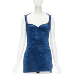 Marineblaue Vintage Balenciaga Mini Herzförmige Bandage-Kleider & Bodycon-Kleider aus Samt für Damen Größe L für den für den Winter 