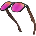Reduzierte Pinke Verspiegelte Sonnenbrillen aus Bambus für Herren 
