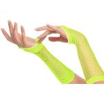 Neongelbe Faschingshandschuhe aus Polyester für Damen Einheitsgröße 