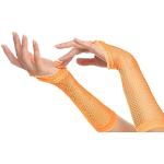 Neonorange Faschingshandschuhe aus Polyester für Damen Einheitsgröße 