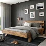 Braune Moderne Homedreams Rechteckige Bettgestelle & Bettrahmen geölt aus Massivholz 140x200 