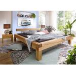 Braune Rustikale Basilicana Rechteckige Betten mit Bettkasten geölt aus Massivholz mit Stauraum 200x200 