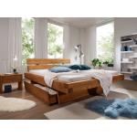 Rustikale SAM Betten mit Bettkasten gebeizt aus Fichte 200x200 