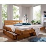 Main Möbel Betten mit Bettkasten gebeizt aus Fichte mit Stauraum 140x200 