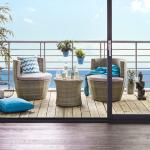Beige Lounge Gartenmöbel & Loungemöbel Outdoor aus Polyrattan 3-teilig 