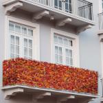 Balkonsichtschutz N77, Sichtschutz Windschutz Verkleidung für Balkon Terrasse Zaun ' 500x150cm Ahorn rot-gelb