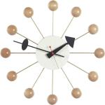 Hellbraune Rockabilly Vitra Ball Clock Wanduhren aus Buche 