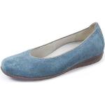 Blaue Waldläufer Hesima Damenmokassins in Komfortweite aus Leder mit herausnehmbarem Fußbett Größe 43 