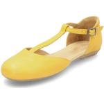 Gelbe Elegante Waschbär Nachhaltige Damenballerinas mit Riemchen in Schmalweite aus Leder wasserabweisend Größe 42 für den für den Sommer 