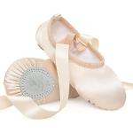 Hellbeige Balletschuhe & Spitzenschuhe aus Leder atmungsaktiv für Damen 