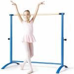 Ballettstange Einzelballettstange 121x64x130cm, Massivholz mit Stahlrahmen, Tanzstange 4-Fach höhenverstellbar für Kinder & Erwachsene, Blau - Goplus