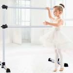 Goplus - Ballettstange mit 2 Stangen, Ballet-Bar freistehend bis 50KG belastbar, Tanzstange mit Schaumstoffgriffen, stufenlos höhenverstellbar 120cm