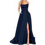 Hellblaue Unifarbene Gothic Langärmelige Schulterfreie Lange Abendkleider mit Fransen aus Spitze für Damen Größe XXL für Brautjungfern 