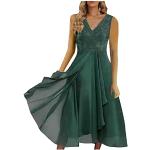 Grüne Vintage Langärmelige Cinderella Maxi Lange Abendkleider aus Chiffon für Damen Größe L zum Abschlussball für den für den Sommer 