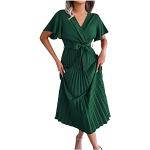 Grüne Unifarbene Elegante Langärmelige V-Ausschnitt Lange Abendkleider aus Tüll für Damen Größe L zum Abschlussball für den für den Sommer 