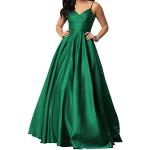 Grüne Elegante Jaeden Maxi V-Ausschnitt Lange Abendkleider aus Satin für Damen Übergrößen zum Abschlussball 