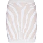 Reduzierte Weiße Animal-Print BALMAIN Mini High Waist Röcke & Taillenröcke mit Reißverschluss aus Viskose für Damen Größe S 