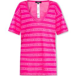 Balmain, T-Shirt mit Logo Pink, Damen, Größe: S