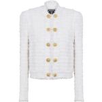 Weiße BALMAIN Maxi Lange Lederjacken mit Fransen mit Knopf aus Baumwollmischung für Damen Größe L für den für den Herbst 