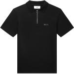 Schwarze Unifarbene BALR. Rundhals-Ausschnitt Herrenpoloshirts & Herrenpolohemden mit Reißverschluss aus Baumwollmischung Übergrößen 