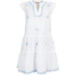 Weiße Bestickte 3/4-ärmelige Baltic Blue Sommerkleider aus Baumwolle mit Kapuze für Damen Größe M 