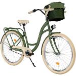 Balticuz OU Komfort Fahrrad mit Korb, Hollandrad, Damenfahrrad, Citybike, Retro, Vintage, 28 Zoll, Grün-Creme, 3-Gang