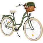 Balticuz OU Milord Komfort Fahrrad mit Weidenkorb, Hollandrad, Damenfahrrad, Citybike, Retro, Vintage, 28 Zoll, Grün-Creme, 1-Gang