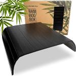 Holz Sofatablett Schwarz 44x24cm flexibles Couch-Tablett Armlehnen