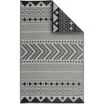 BAMAKO Outdoor-Teppich 120x180cm - Rechteckig, Ethno-Muster schwarz / beige, Jacquard, wendbar, Indoor / Outdoor