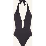 Schwarze BANANA MOON V-Ausschnitt Neckholder Badeanzüge durchsichtig aus Polyamid ohne Bügel für Damen Größe M 